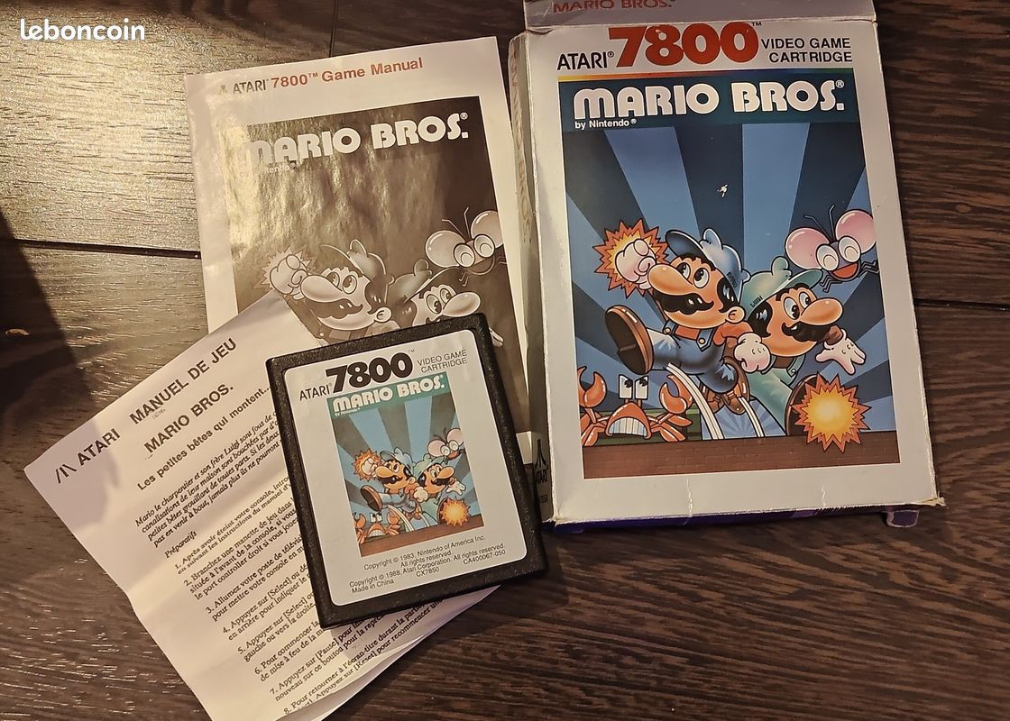 ATARI 7800 Mario Bros. Cartouche Jeu Vidéo + Notice Spielanleitung - Jeux vidéo