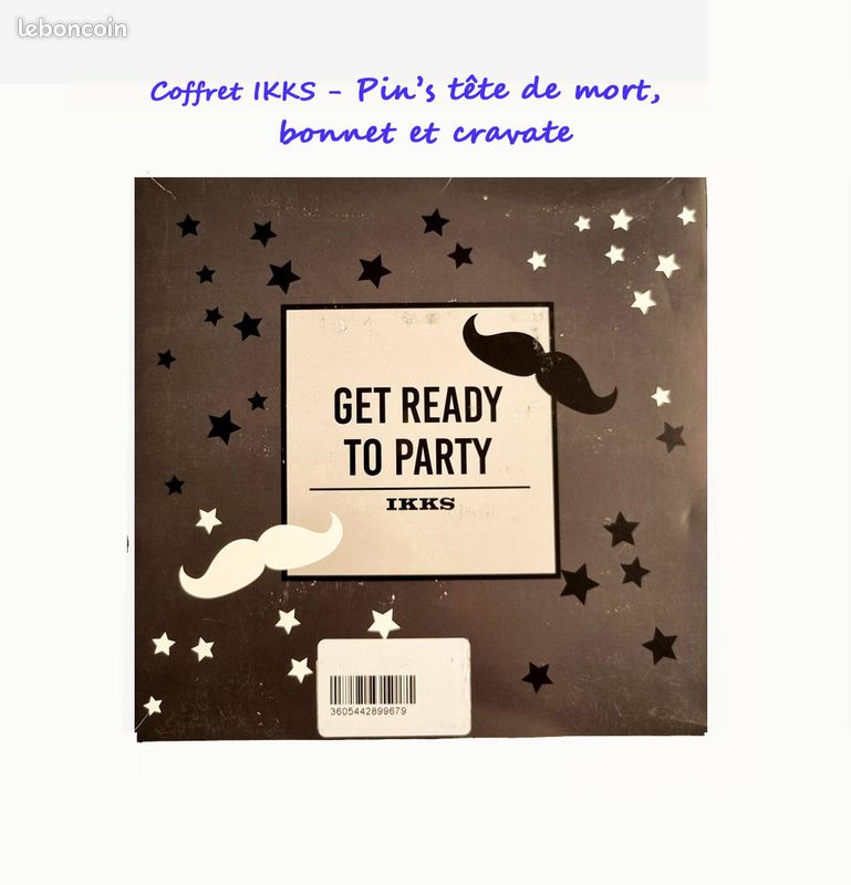 Coffret IKKS bonnet, cravate et un pin's tête de mort NEUF (image 2)