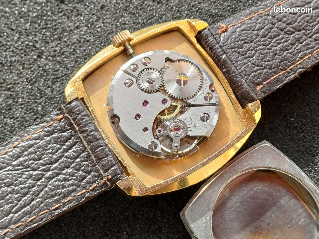 Montre Homme Vintage ANDA GENÈVE Suisse - Mécanique Manuelle - Boîtier Plaqué Or, Bracelet Cuir - Fonctionne