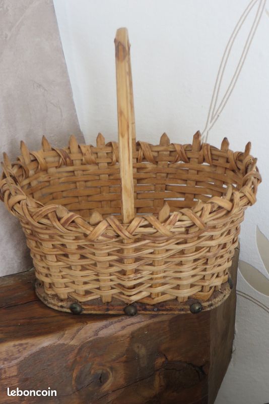 ANCIEN PETIT PANIER OSIER Tressé JOUET de PETIT FILLE COLLECTION VITRINE déco D Naturel