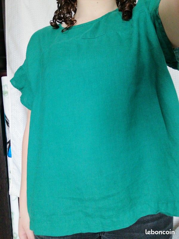 Blouse vert sapin 100% lin (image 5)