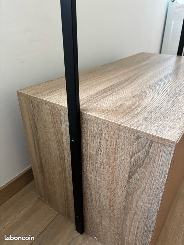2 Portants à vêtements avec rangement — Style industriel (bois et métal) (image 2)