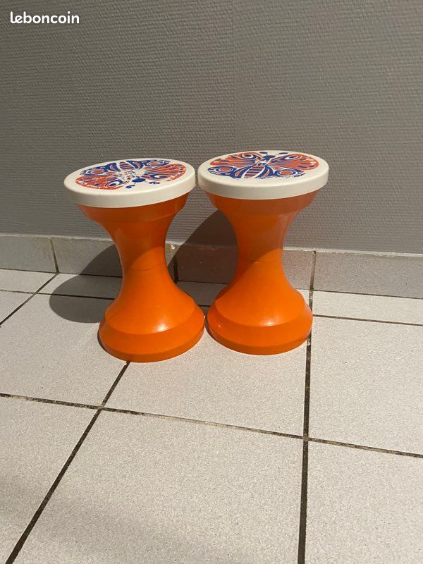 Lot de 2 tabouret tam-tam vintage de 40 cm de hauteur (image 2)