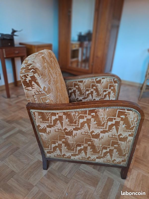 Fauteuil velours beige (image 3)