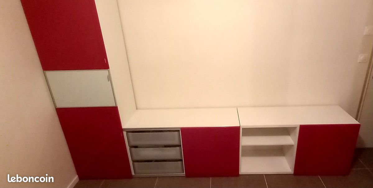 Ikea besta 4 façades portes + 1 pour tiroir laquées rouge (image 2)