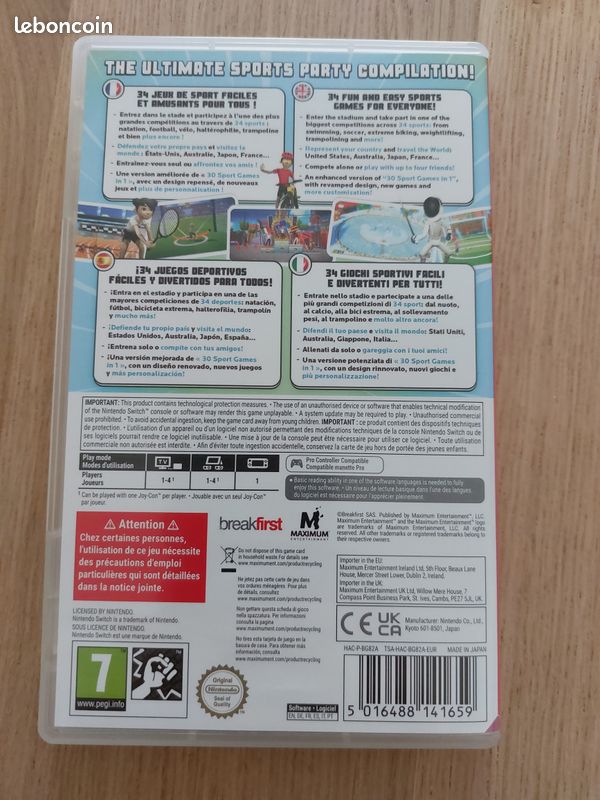 Jeu Nintendo Switch - 34 Sports Games - Occasion Très Bon état