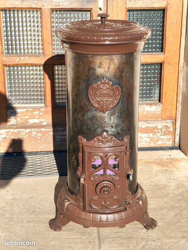 Godin 3721A Poêle à bois et/ou charbon Marron BON ETAT sortie125mm 5,8kw (image 1)