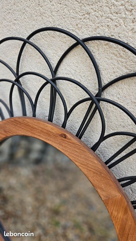 Miroir métal/bois fleur (image 2)
