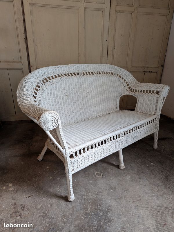 Banquette en rotin , banc jardin (image 1)