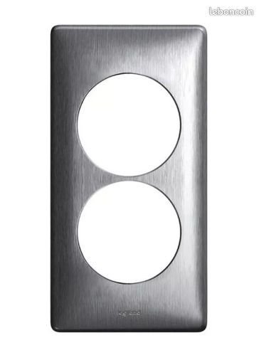 Plaque Interrupteur Legrand Diplomat - Triple Vertical - Métal Anodisé - Occasion