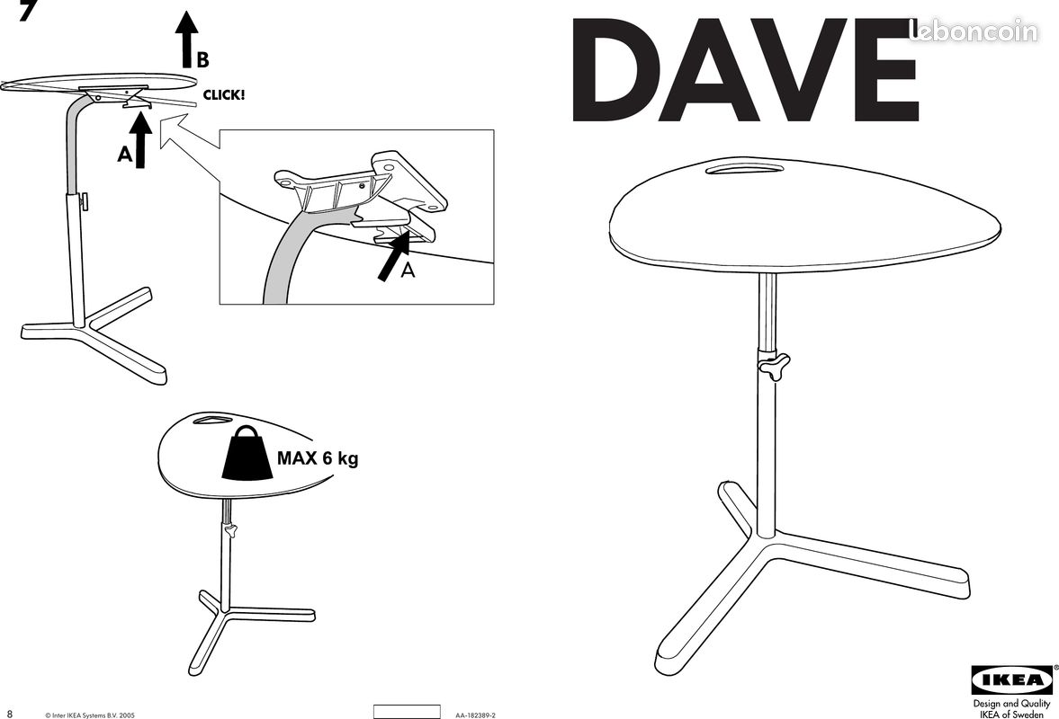 Table basse inclinable Ikea DAVE pour laptop ordinateur (image 2)