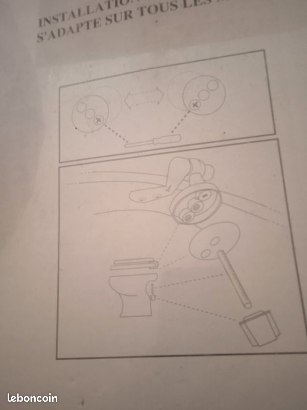 LUNETTE DE WC ET ACCESSOIRES C'est Neuf EN Pin Abattant Dérouleur BrosseRécipient (image 2)