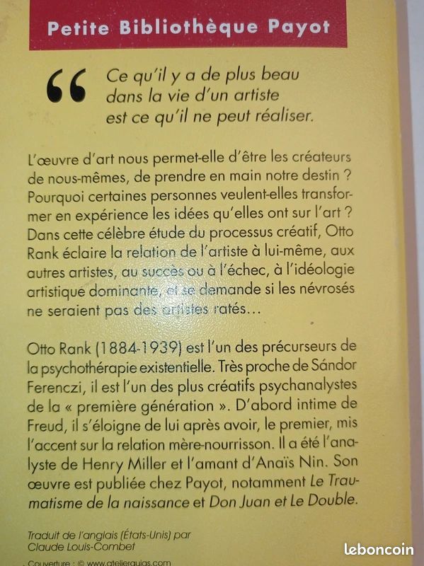 NEUF livre l'art et l'artiste Otto Rank (image 2)