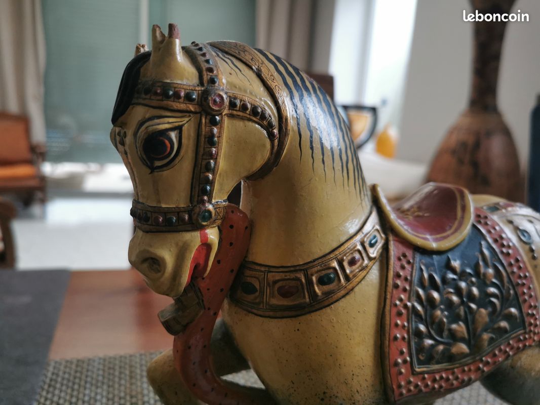 Figurine CHEVAL + 3 autres en BOIS Artisanat Indes (image 8)