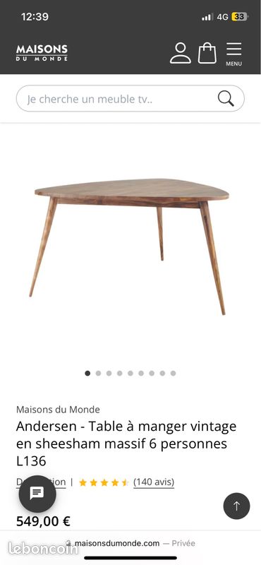 Table maison du monde Sheesham (image 1)