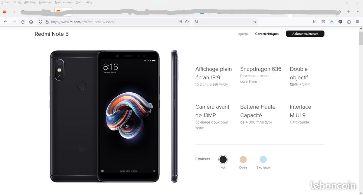 Redmi Note 5 - 64Go Bon état (image 1)