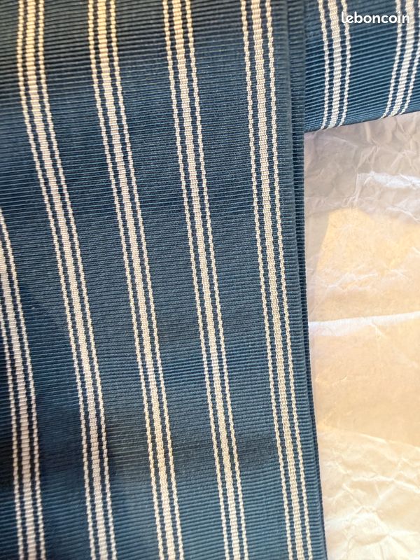 Japon authentique Kaku obi homme vintage soie marine clair rayures blanches excellent état (image 16)
