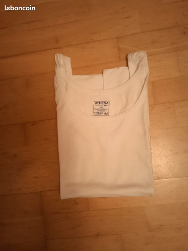 Maillot De Corps Athena Coton Bio Athena T SHIRT COL ROND X2 Blanc