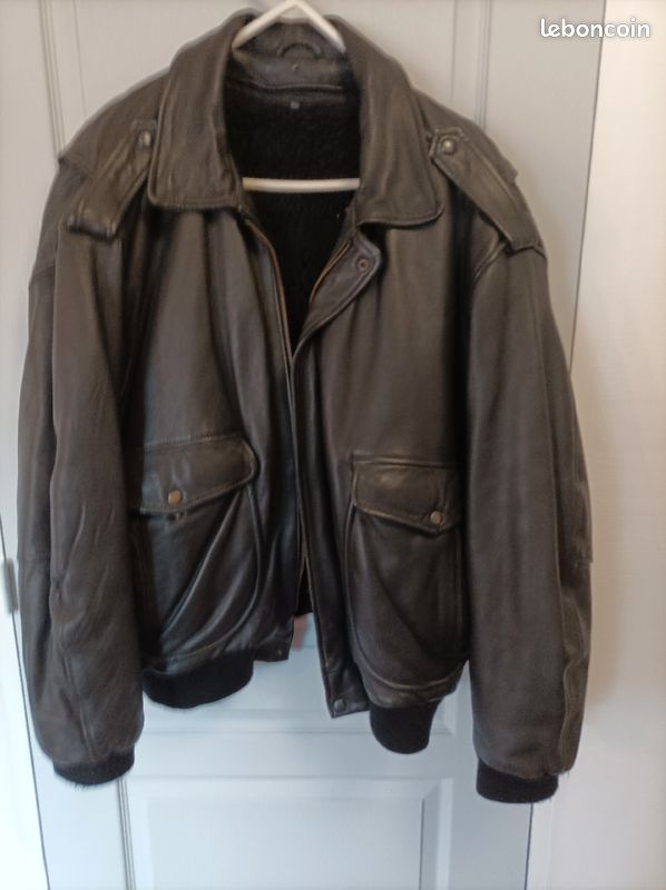 Blouson cuir style aviateur avec doublure T: X/XL TBE (image 1)