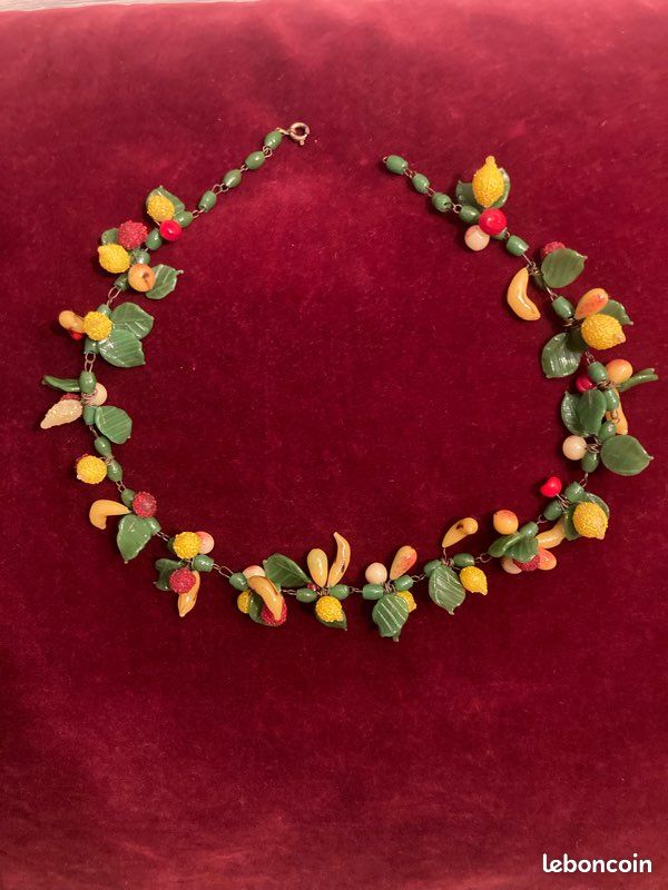 Collier Vintage En Perles De Verre De Murano - Style Tutti Frutti - Milieu Du 20ème Siècle - Occasion