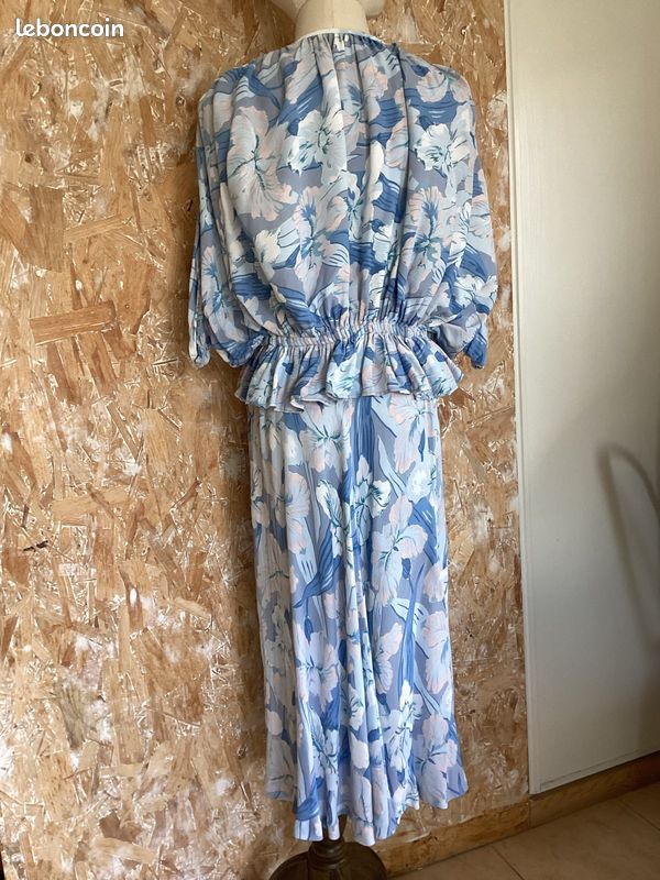 Ensemble vintage robe et top viscose fleuri taille 38 (image 6)