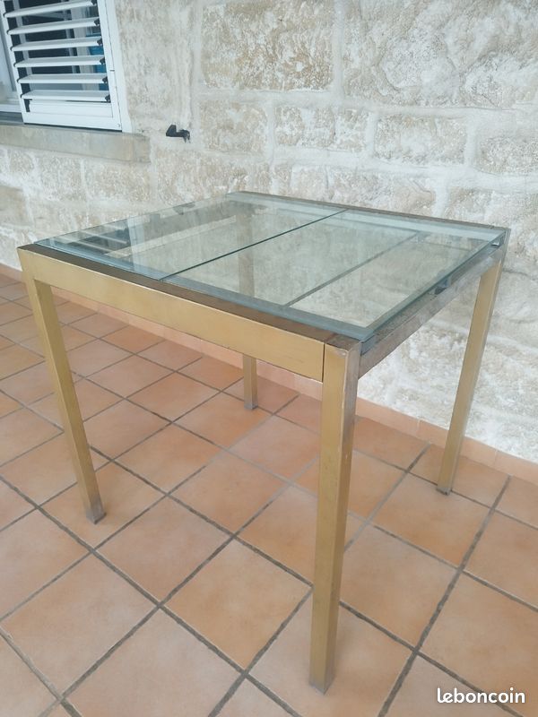 Petite Table Extensible plateau Verre et structure Métal (image 6)