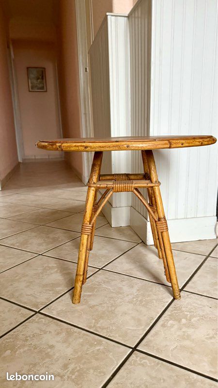 Table basse rotin vintage (image 1)