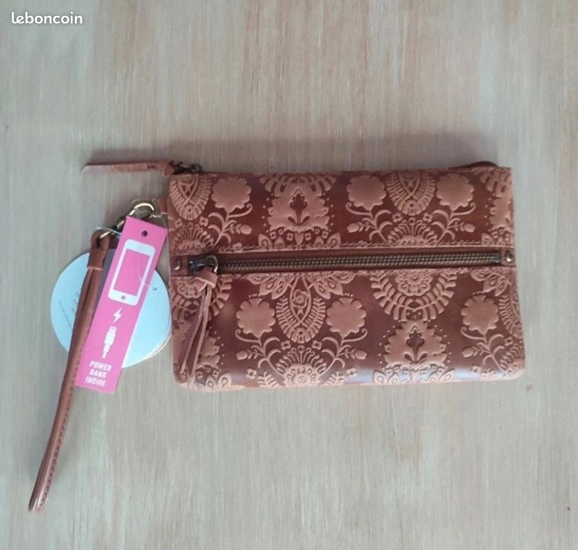 Pochette en cuir marron The Sak (image 1)
