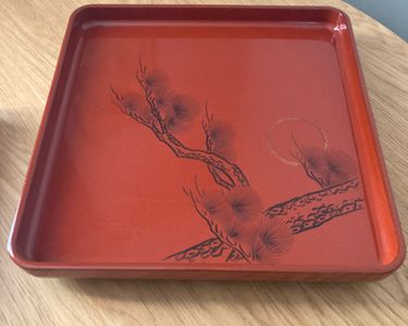 Laque/laque Urushi, Plateau - Bois laqué - Grue