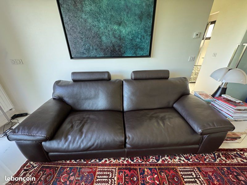 Canapé Cuir Marron 3 Places Roche Bobois - Contemporain