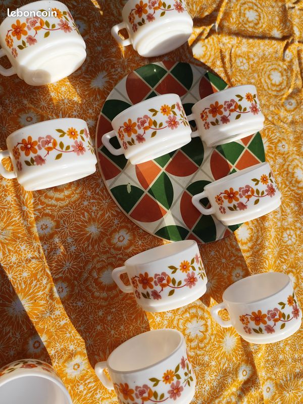 Lot De 10 Tasses à Café Arcopal Scania - Vintage Années 70 - État Impeccable