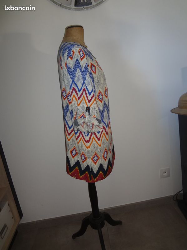 Xxxl 44 46 tunique haut fluide fermeture eclair v top chemise manches courtes ou longues haut / tun (image 7)