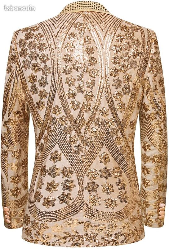 PYJTRL Blazer Tendance En Velours à Paillettes Pour Homme - Motif Floral Cachemire Élégant Pour Mariage Et Soirées