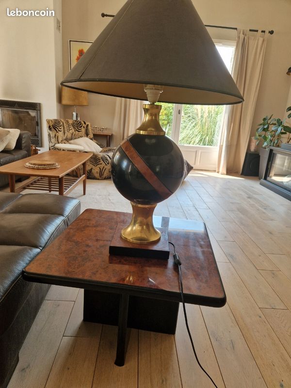 Table Basse Hollywood Regency 70's - Laiton Et Verre Doré/argenté (occasion)