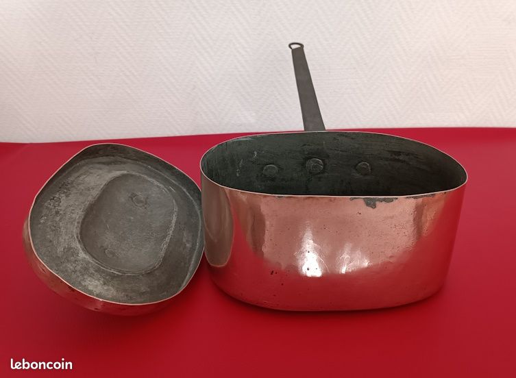 Daubière En Cuivre Massive Française 19ème Siècle - Marmite étamée Antique - Électrique & Gaz