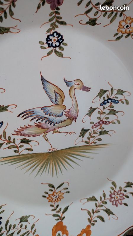 Assiette faïence de Moustiers décor oiseau fait main 100% (image 3)