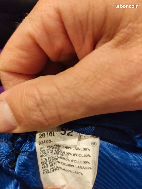 Manteau homme L 52 noir Cachemire et Laine très bon état (image 2)