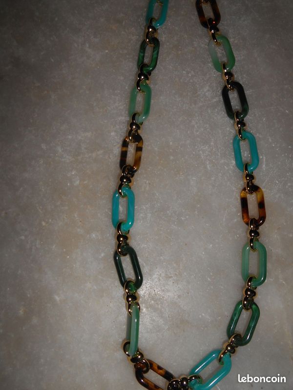COLLIER BLEU VERT de LA FEE MARABOUTEE - NEUF (image 2)