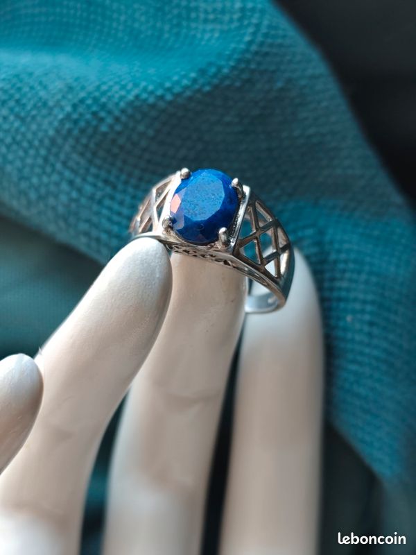 Argent 925 Bague Homme Argent Avec Pierre Bleu Chevalière Homme