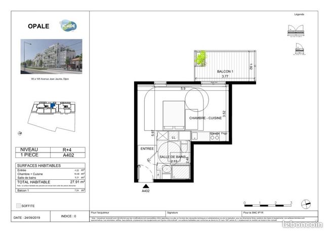 Appartement 1 pièce 27 m² — 2