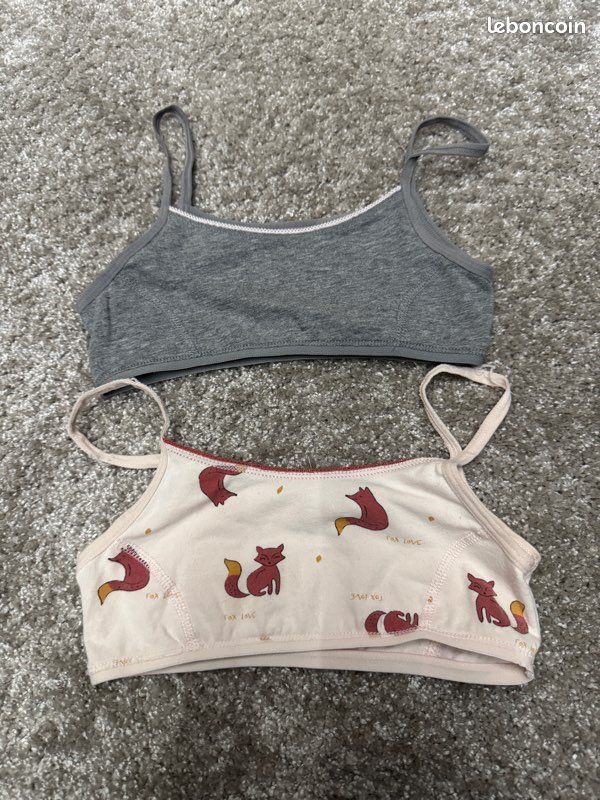 Lot De 2 Brassières Fille 8/10 Ans – Avec Mousse, Noir Et Bordeaux, TYSI, Neuves