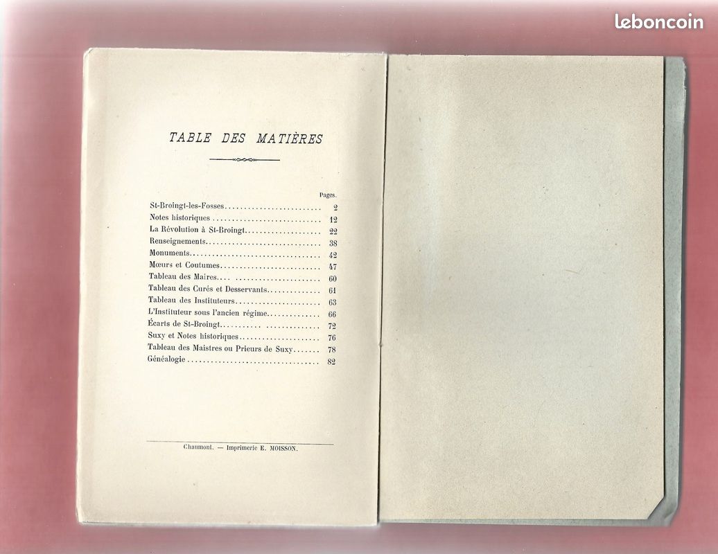 Livre Rare : Monographie de St-Broingt-les-Fosses (1891) - C. Séjournant HAUTE MARNE (image 3)
