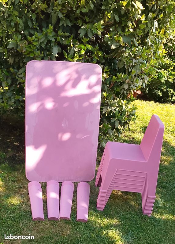 Salon de Jardin Enfants : 1 Table Démontable + 6 Chaises Empilables (image 7)