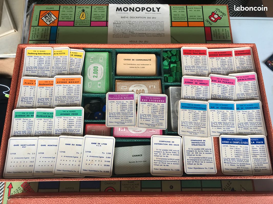Ancien Jeu Monopoly Années 40 Complet – Boîte Et Jetons D’origine, Brevet N° 3796-36