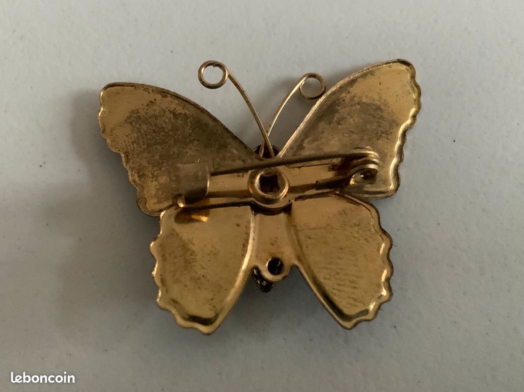 Broche Papillon émaillé Coloré - Orange, Rouge, Vert - Occasion Portée, Sans Marque