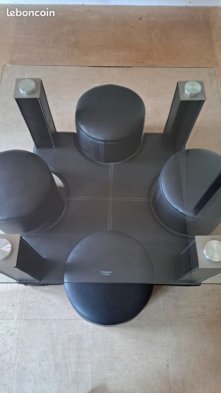 Table basse et ses 4 pouf (image 3)