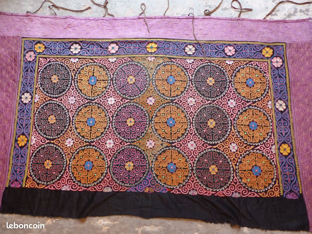 Tenture kazakhe authentique Mongolie tapis suzani broderie (image 8)