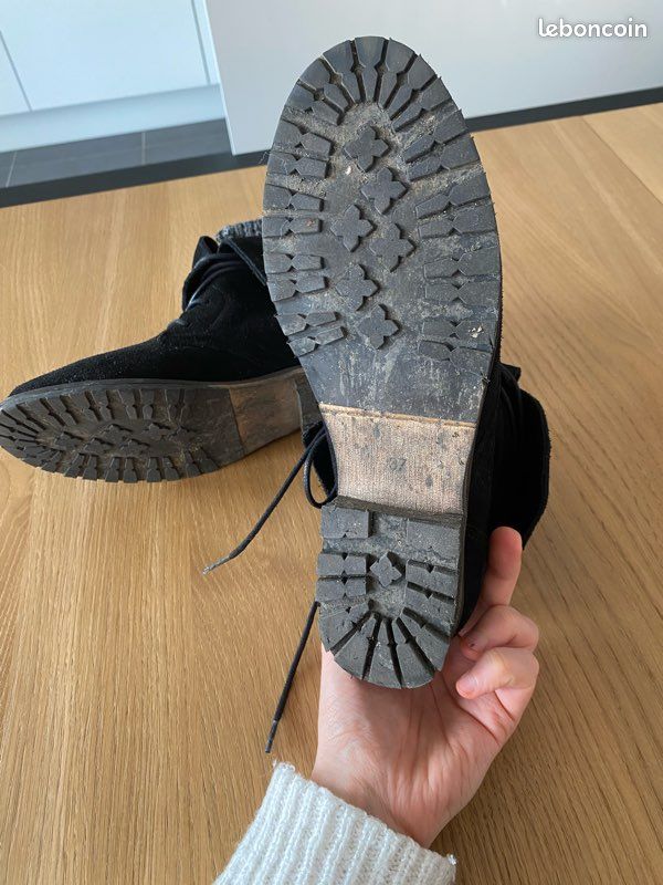 Bottines plate en cuir noir Carmela | La Redoute