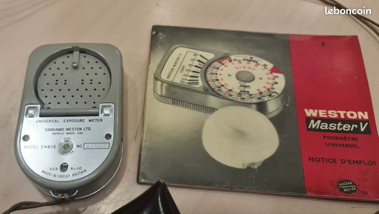 Posemètre vintage Weston Master II : vers 1947 avec Invercone, filtre, boîtes et guide Kodak - France