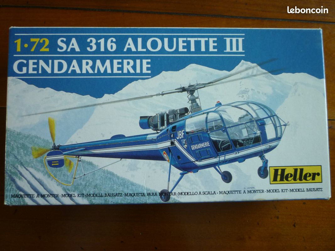 Maquette Plastique SA 316 Alouette III Gendarmerie - Heller 80286, échelle 1/72, Neuf